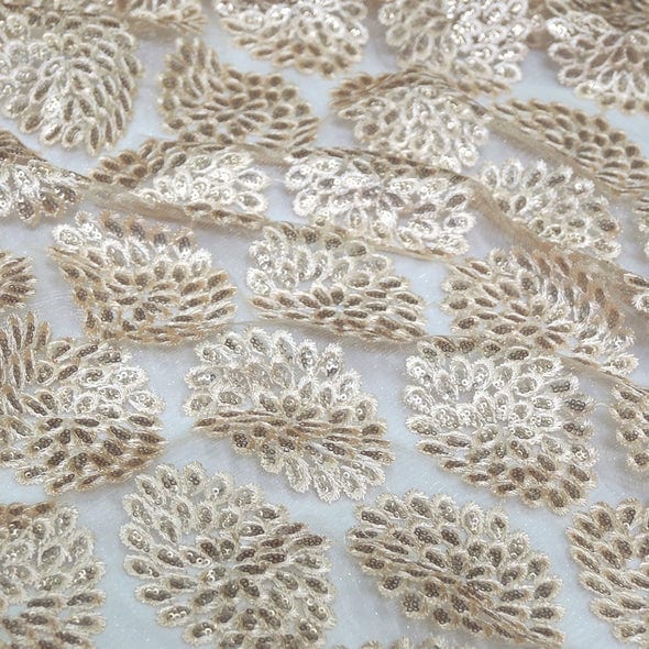 Dahlia Sequins Wholesale Fabric in Champagne | Rental