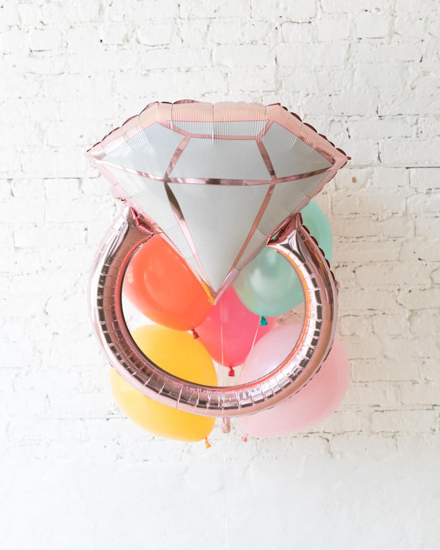 Colorful Bloom – Diamond Ring Foil and 11in Balloons – bouquet of 7 | Purchase Colorful Bloom – Diamond Ring Foil and 11in Balloons – bouquet of 7 | Purchase