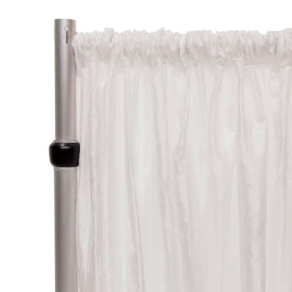 *FR* Crushed Taffeta Drape Panel by Eastern Mills 9 1/2 FT Wide w/ 4″ Sewn Rod Pocket – White | Rental *FR* Crushed Taffeta Drape Panel by Eastern Mills 9 1/2 FT Wide w/ 4″ Sewn Rod Pocket – White | Rental
