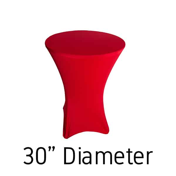 200 GSM Grade A Quality Spandex Hi-Boy Table Cover – Red – Cocktail Table – 30″ Diameter | Rental