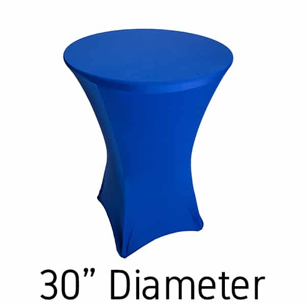 200 GSM Grade A Quality Spandex Hi-Boy Table Cover – Royal Blue – Cocktail Table – 30″ Diameter | Rental
