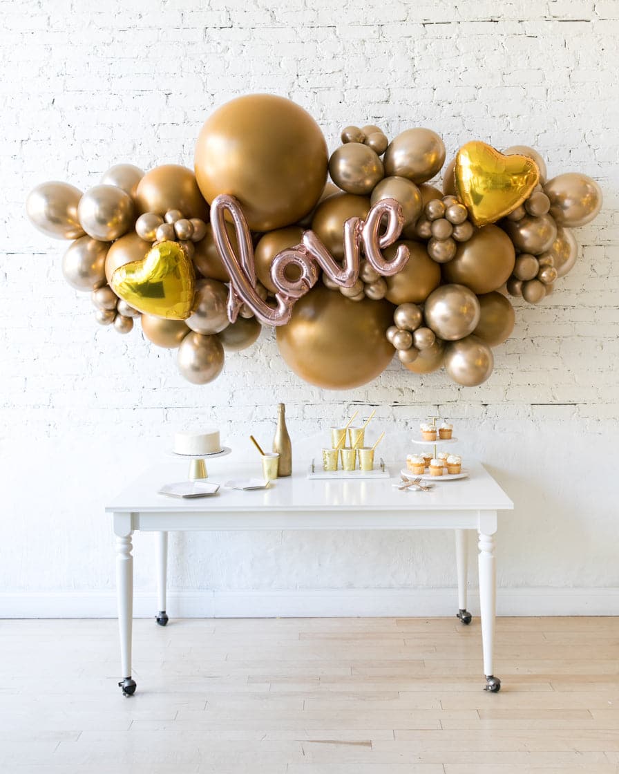 Golden – LOVE Backdrop Balloon Garland Install Piece | Rental Golden – LOVE Backdrop Balloon Garland Install Piece | Rental