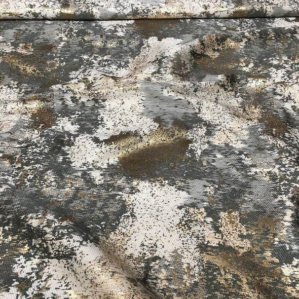 Cascade Jacquard Wholesale Fabric in  Grey and Gold | Rental