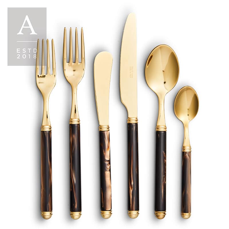Idis Tiger’s Eye Gold Flatware Collection | Rental