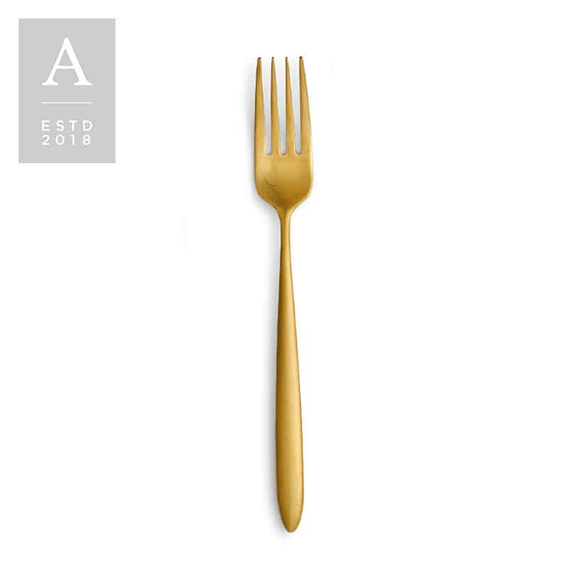 Muse Gold Brushed Dinner Fork | Rental