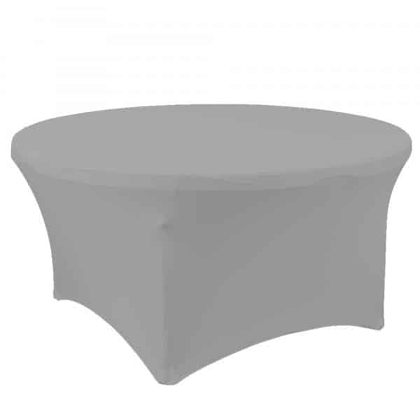 Decostar™ Spandex Round Table Cover 60″ – Silver | Rental