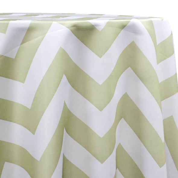 Chevron Print (Lamour) Table Linen in Sage and White | Rental Chevron Print (Lamour) Table Linen in Sage and White | Rental
