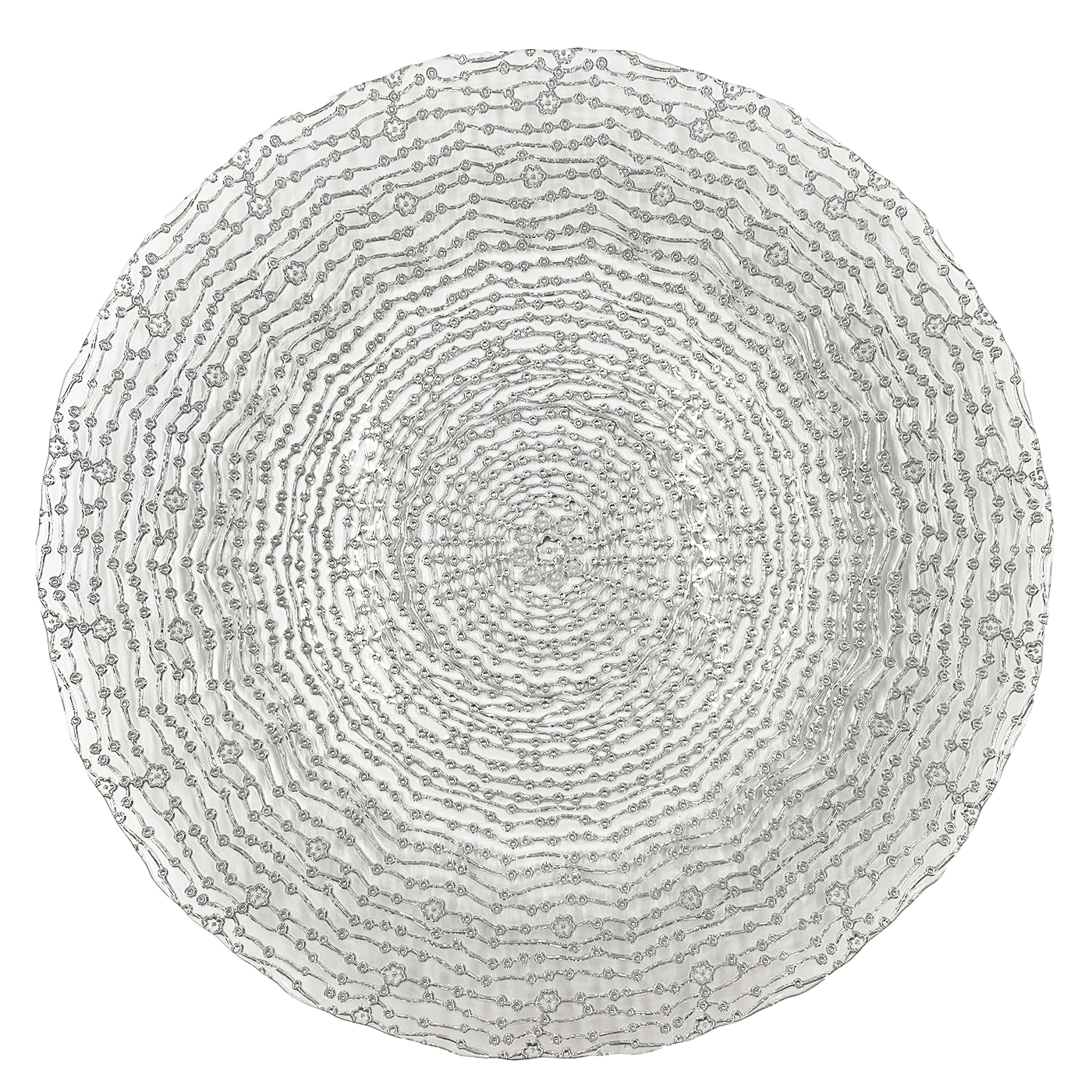 Webbed – Glass Charger Plate in Silver (Item # 0291) | Rental