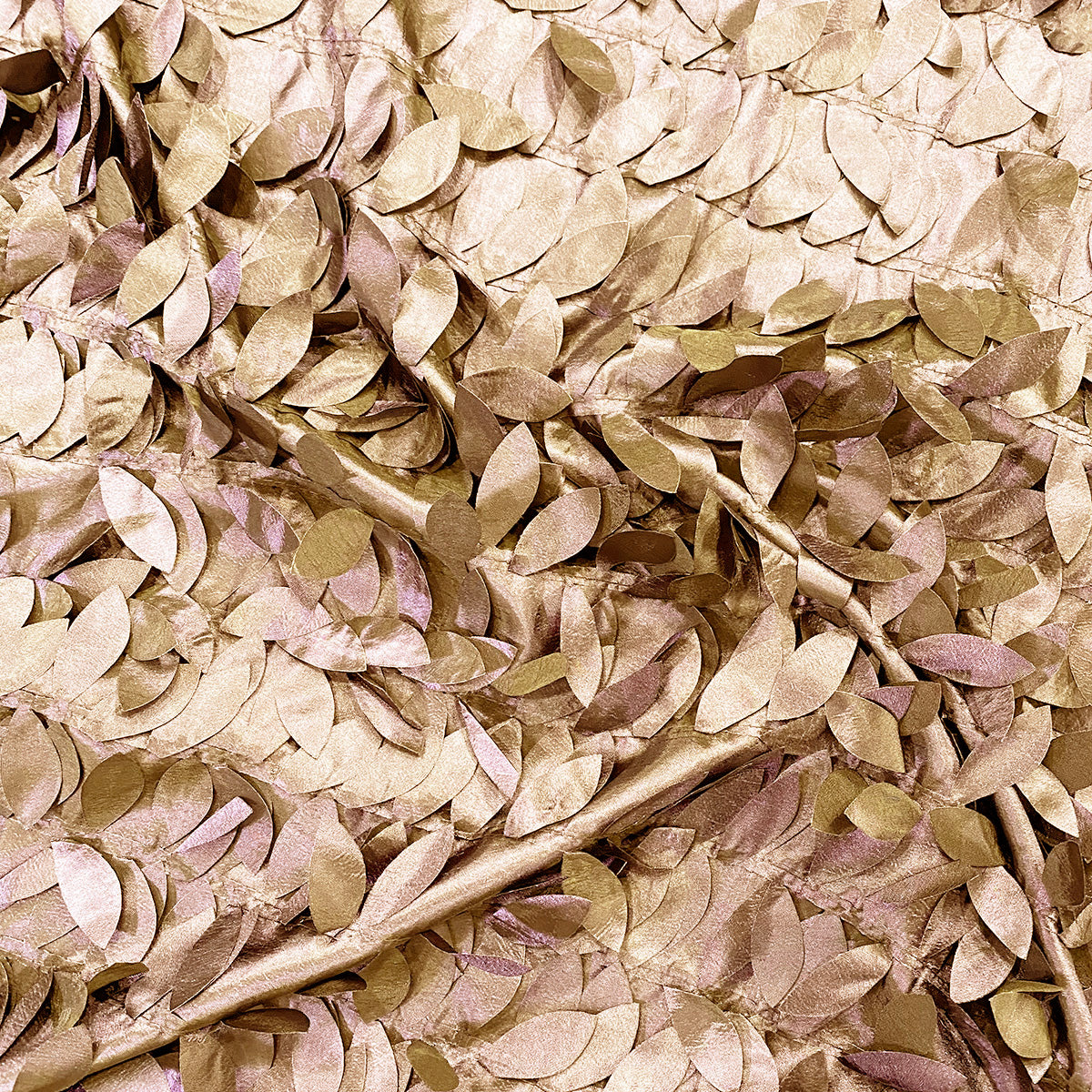 Leaf Hanging Taffeta Wholesale Fabric in Taupe and Gold | Rental