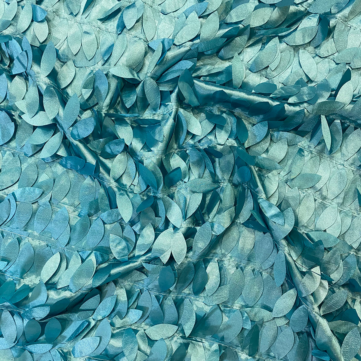 Leaf Hanging Taffeta Wholesale Fabric in Teal Green | Rental