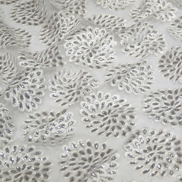 Dahlia Sequins Wholesale Fabric in White | Rental
