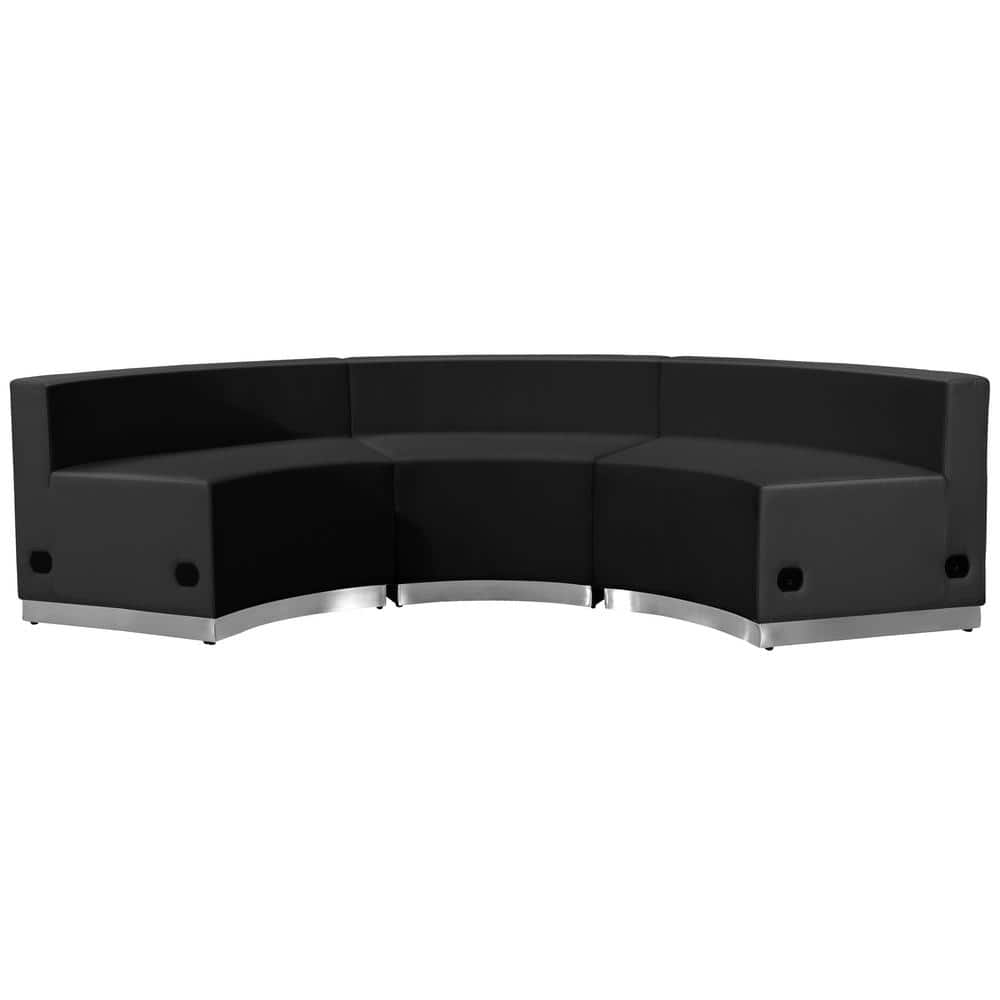 Flash Furniture — Hercules Alon 97 in. Round Arm 3-Piece Faux Leather Curved Sectional Sofa in Black | Rental Flash Furniture — Hercules Alon 97 in. Round Arm 3-Piece Faux Leather Curved Sectional Sofa in Black | Rental