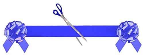 Grand Opening Kit-Ribbon, 10 inch Metallic Blue Bows, & Blue Handle Scissors-Easy Ribbon Cutting Ceremonial Supplies Pack (Blue Kit) | Rental