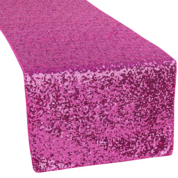 Standard Sequin Table Runner by Eastern Mills – Fuchsia | Rental Standard Sequin Table Runner by Eastern Mills – Fuchsia | Rental