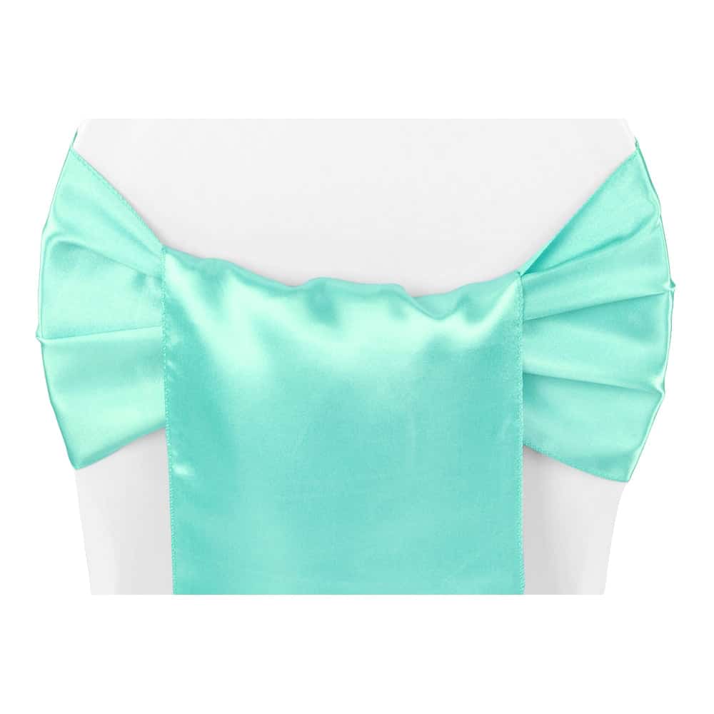 Wide Satin Chair Sash – Light Turquoise | Rental