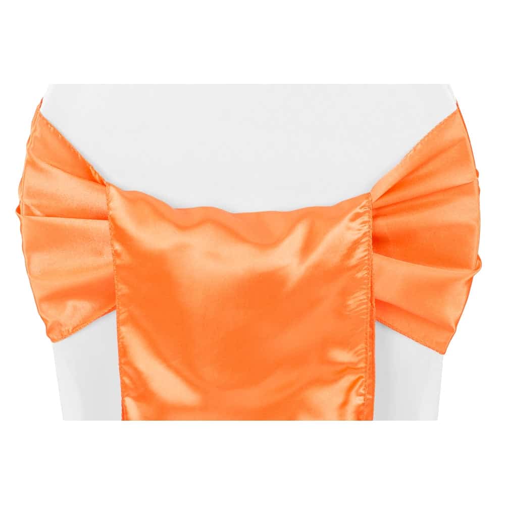 Wide Satin Chair Sash – Orange | Rental