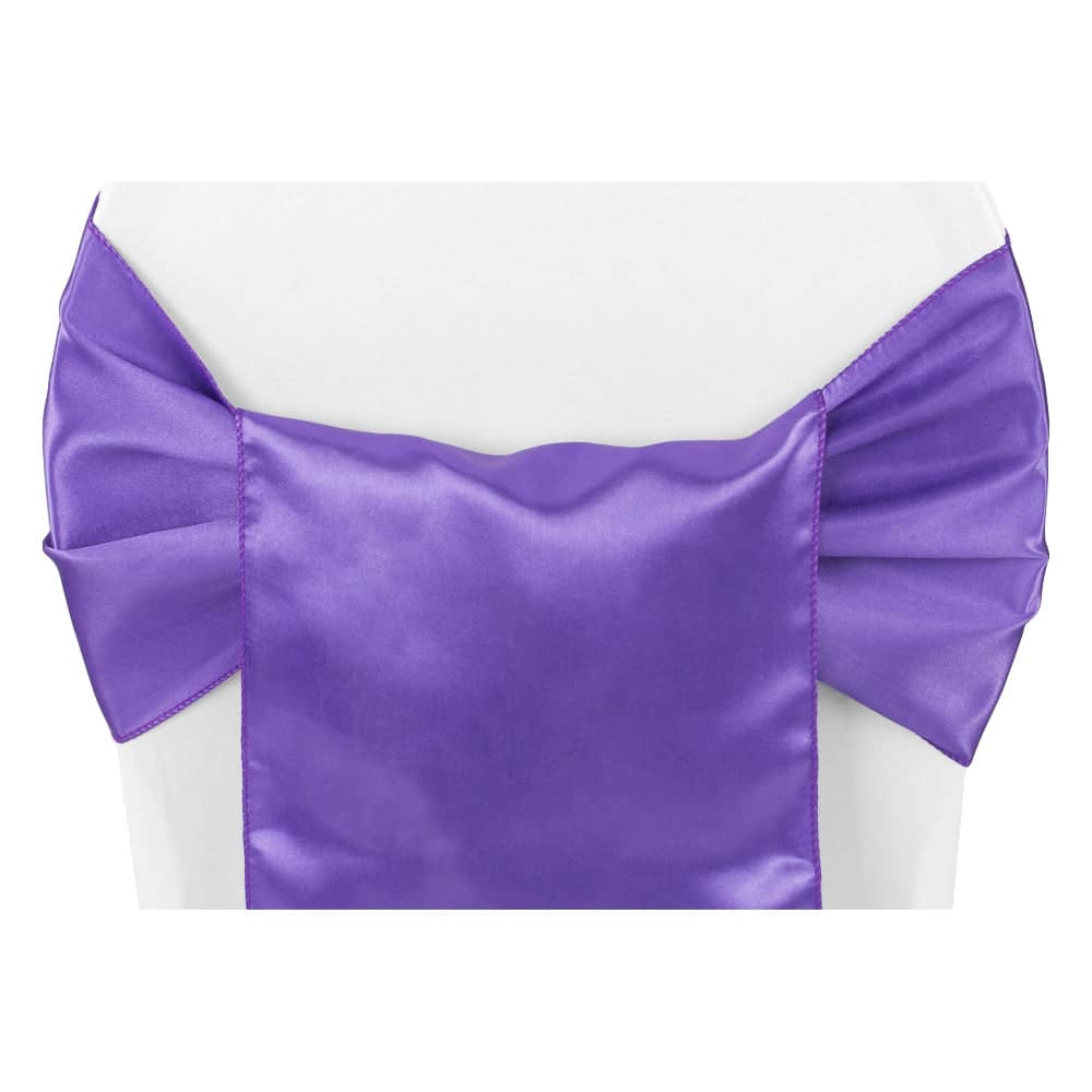 Wide Satin Chair Sash – Purple | Rental