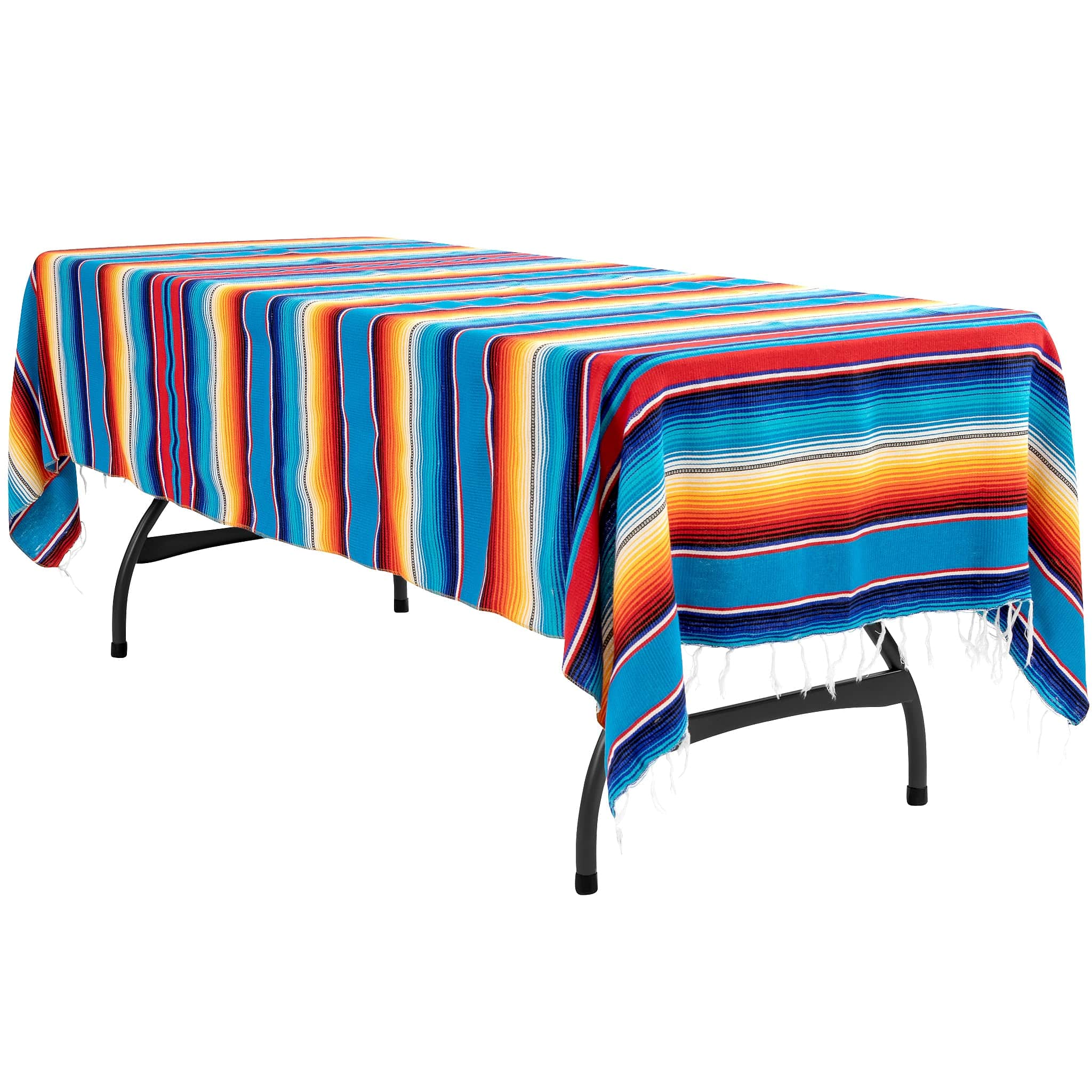 Woven Mexican Serape Tablecloth 57″x102″ Rectangular | Rental