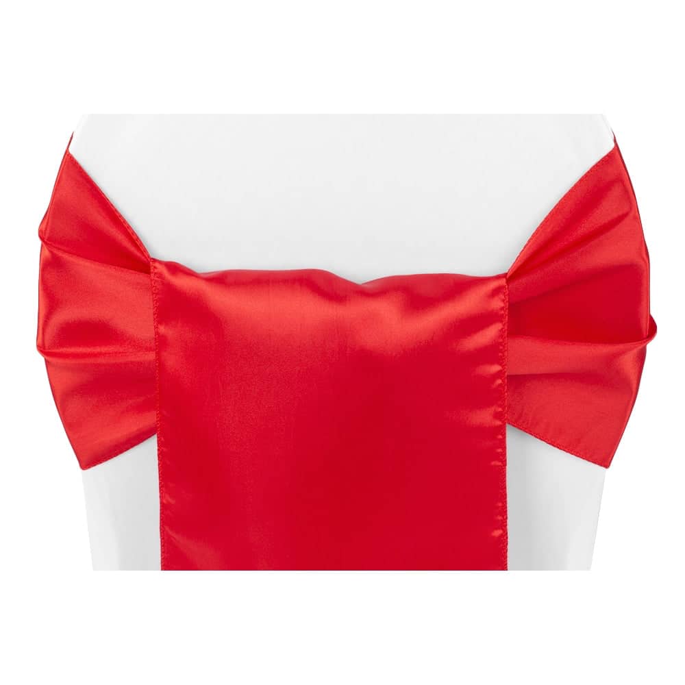 Wide Satin Chair Sash – Red | Rental