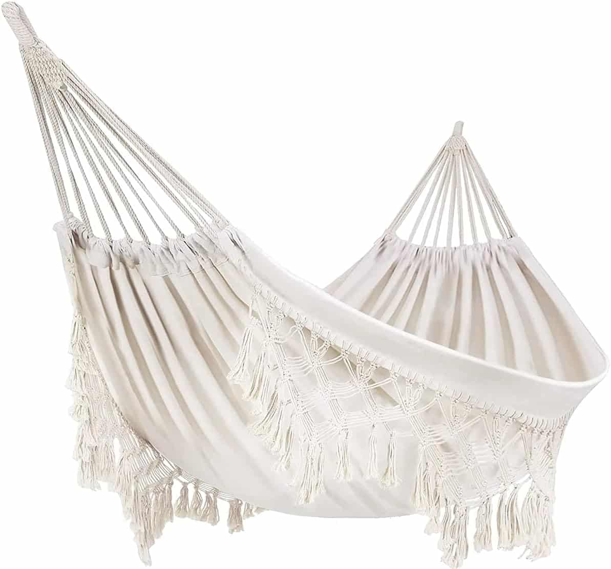 Outdoor Hammock Garden Cotton Hammock Macrame Fringe Hammocks Boho Balcony Hammocks with Handmade Tassels 2 Person Double Hamock 480lbs for Home,Backyard,Beach,Patio | Rental Outdoor Hammock Garden Cotton Hammock Macrame Fringe Hammocks Boho Balcony Hammocks with Handmade Tassels 2 Person Double Hamock 480lbs for Home,Backyard,Beach,Patio | Rental