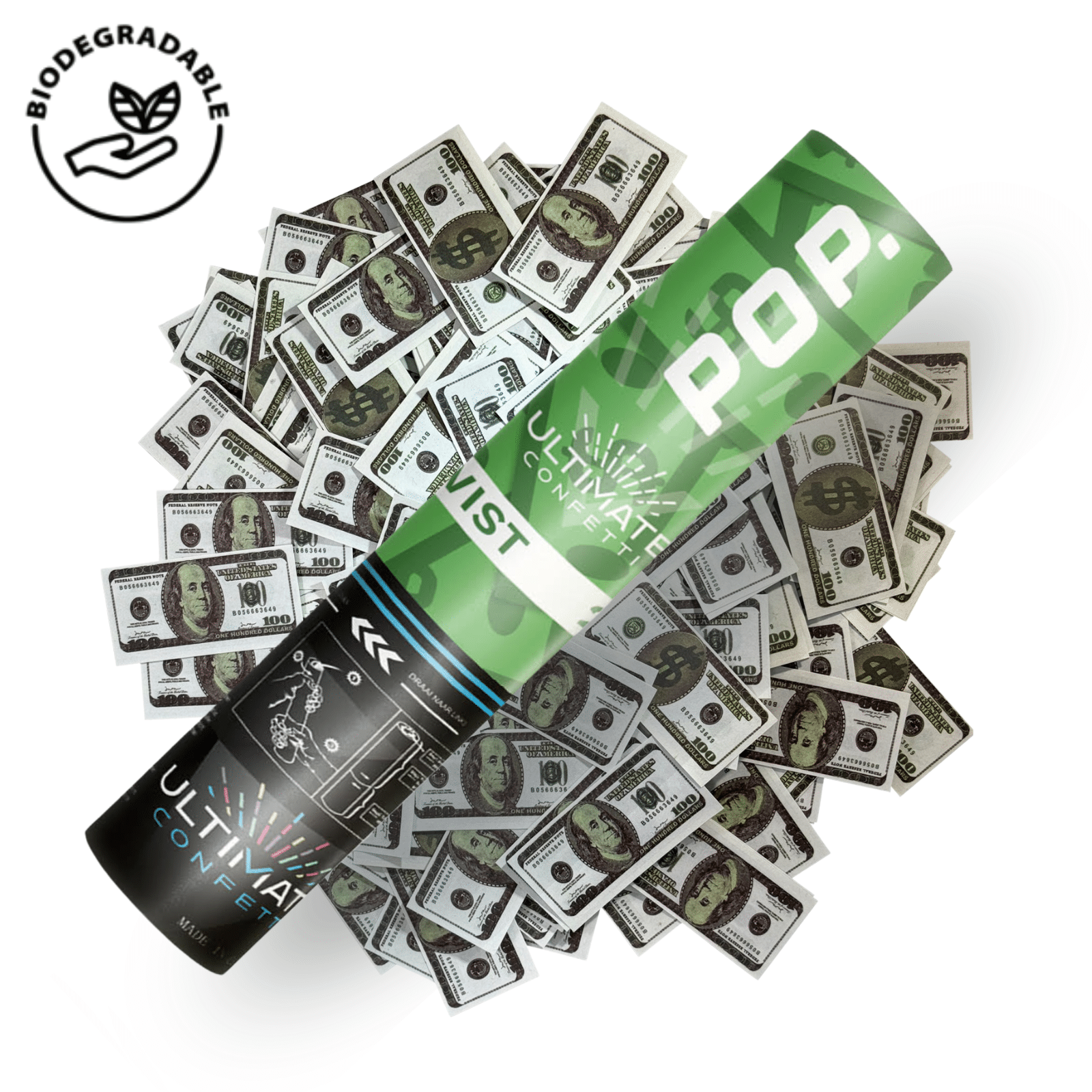 Money Confetti – Handheld Confetti POP Cannon (12″) | Rental