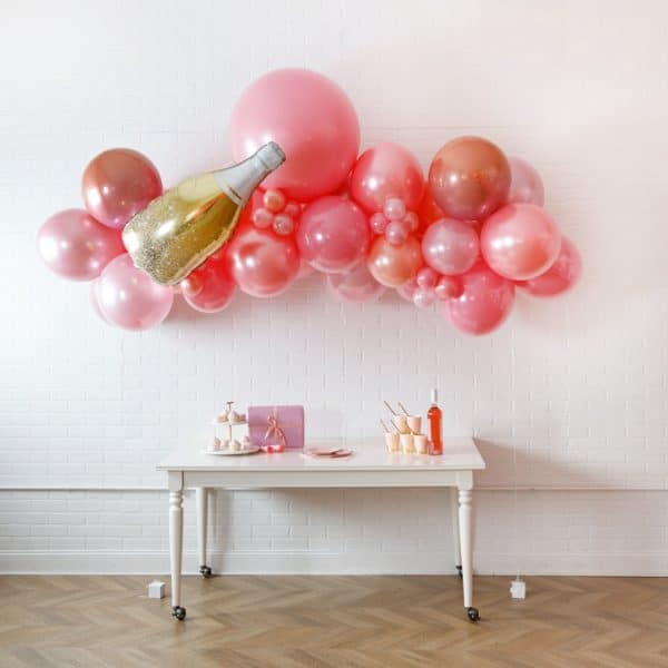 Rosé Bubbles - Floating Balloon Arch with Foils - 5ft