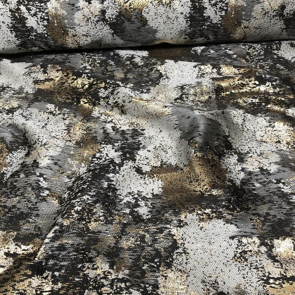 Cascade Jacquard Wholesale Fabric in Black and Gold