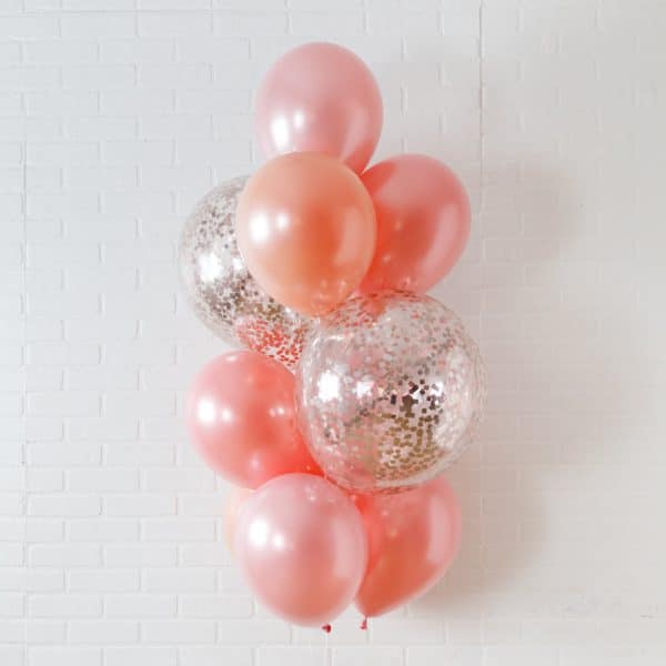 Rosé Bubbles - Confetti and 11in Balloons - bouquet of 10