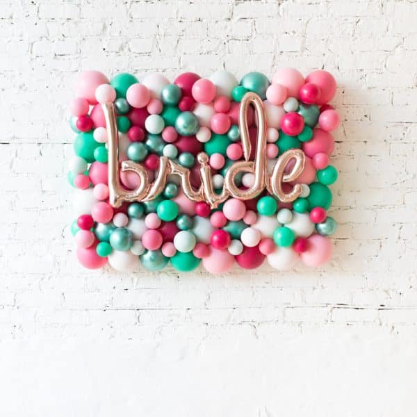 Flamingo Fling - BRIDE Script Balloon Backdrop Board - 30inx40in