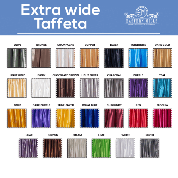 *FR* Extra Wide Taffeta by Eastern Mills by the Yard - 9 1/2 ft Wide - Choice of 28 Colors!